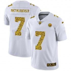 Pittsburgh Steelers Tröjor Ben Roethlisberger 7 Nike Flocked Leopard Print Vit - Herr